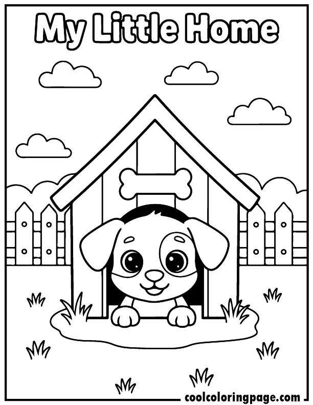 09 cute dog coloring pages puppy dog house