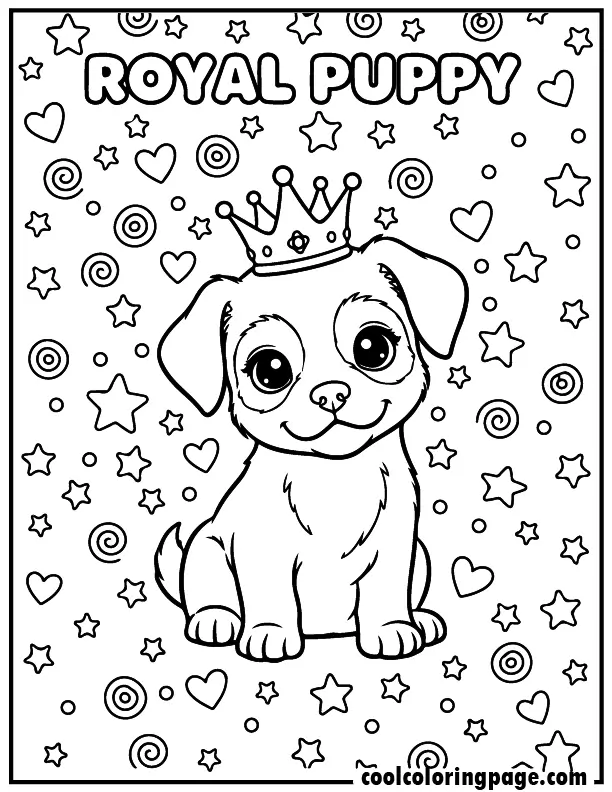 09 cute dog coloring pages royal puppy crown