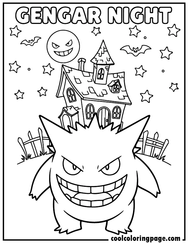 09 free pokemon coloring pages gengar night