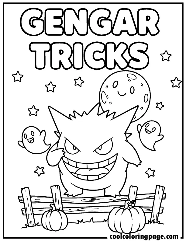 09 free pokemon coloring pages gengar tricks