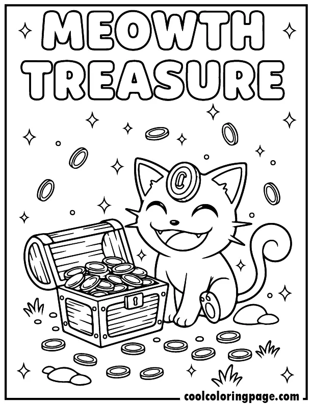 10 free pokemon coloring pages meowth treasure 1