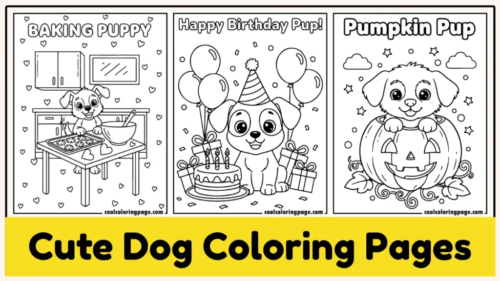 printable cute dog coloring pages PDF for kids and adults