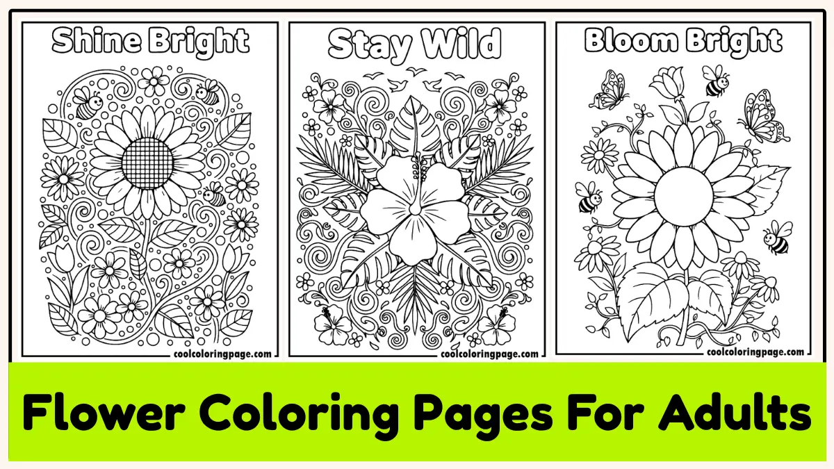 printable flower coloring pages for adults with detailed floral designs, perfect for mindfulness and creativity.